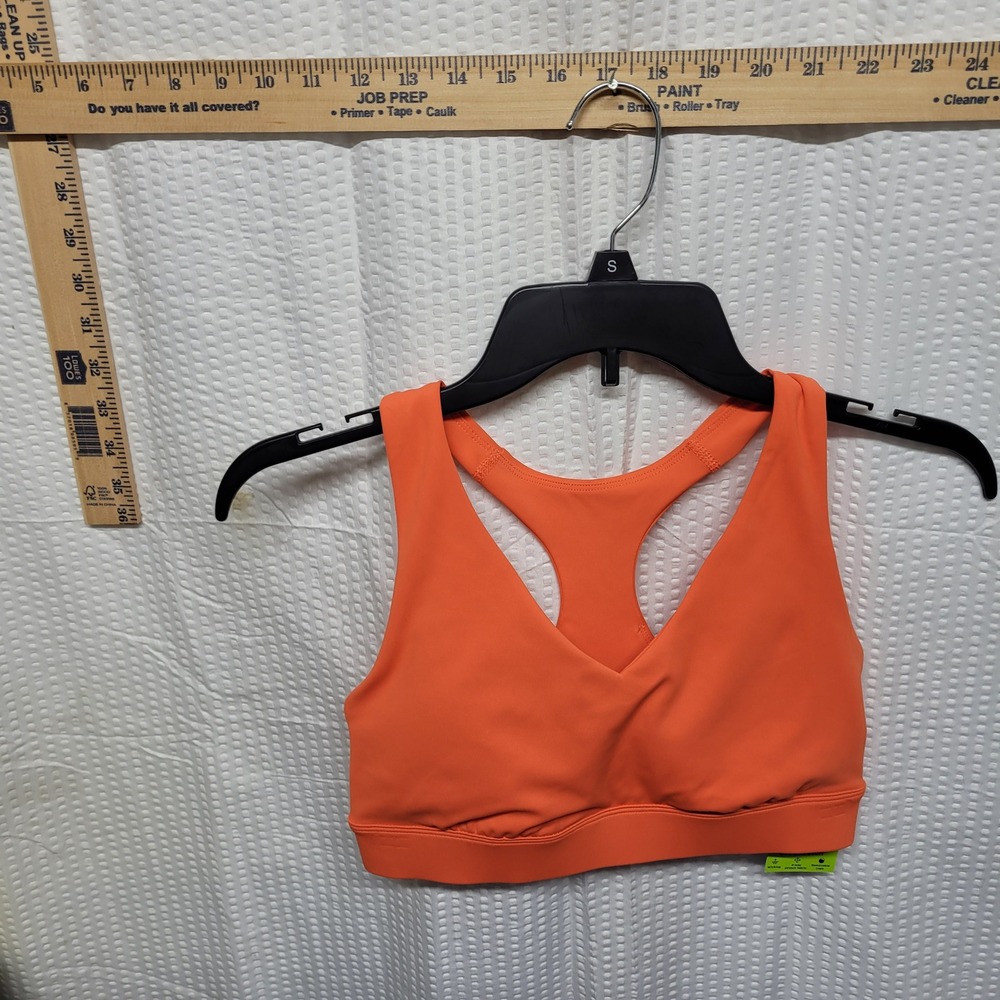 Tek Gear Ultrastretch Sports Bra‎ Orange Racerback V-Neck Activewear Small